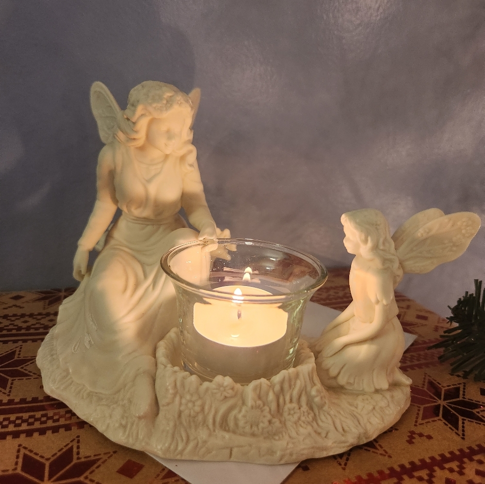 PartyLite Arianna's Garden Mother & Daughter Fairy tea light holder P7627